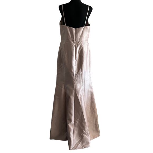 Alfred Sung Dress Size 14 Twill Trumpet Front Slit Cameo D758 - Picture 5 of 16